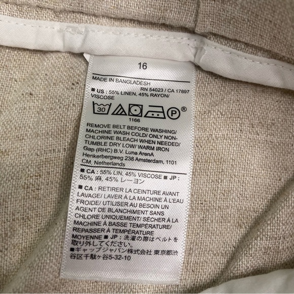 NWT Banana Republic Paperbag Waist Tan Linen Blend Chino Shorts Belt Pockets 16 - Picture 5 of 13